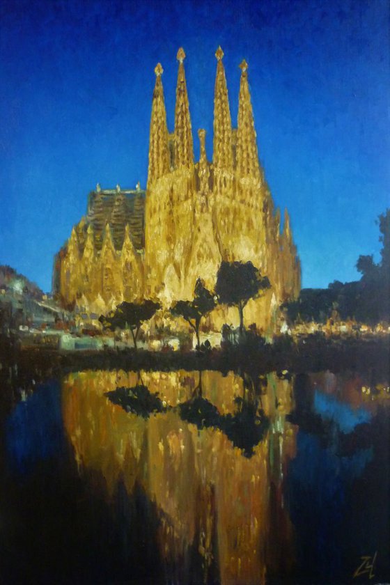 Barcelona at Night - Sagrada Familia Basilica