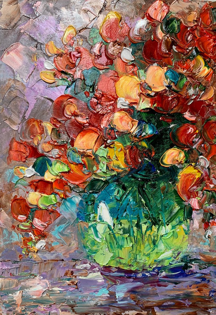 Flower painting  Roses, Original art, Flower art, Impasto art, Painting Roses, Flower orig... by Kseniya Kovalenko