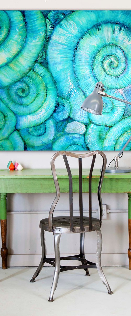 Ammonoidea   ( Ammonites textured fossil artwork, ready to hang) by Carolynne Coulson