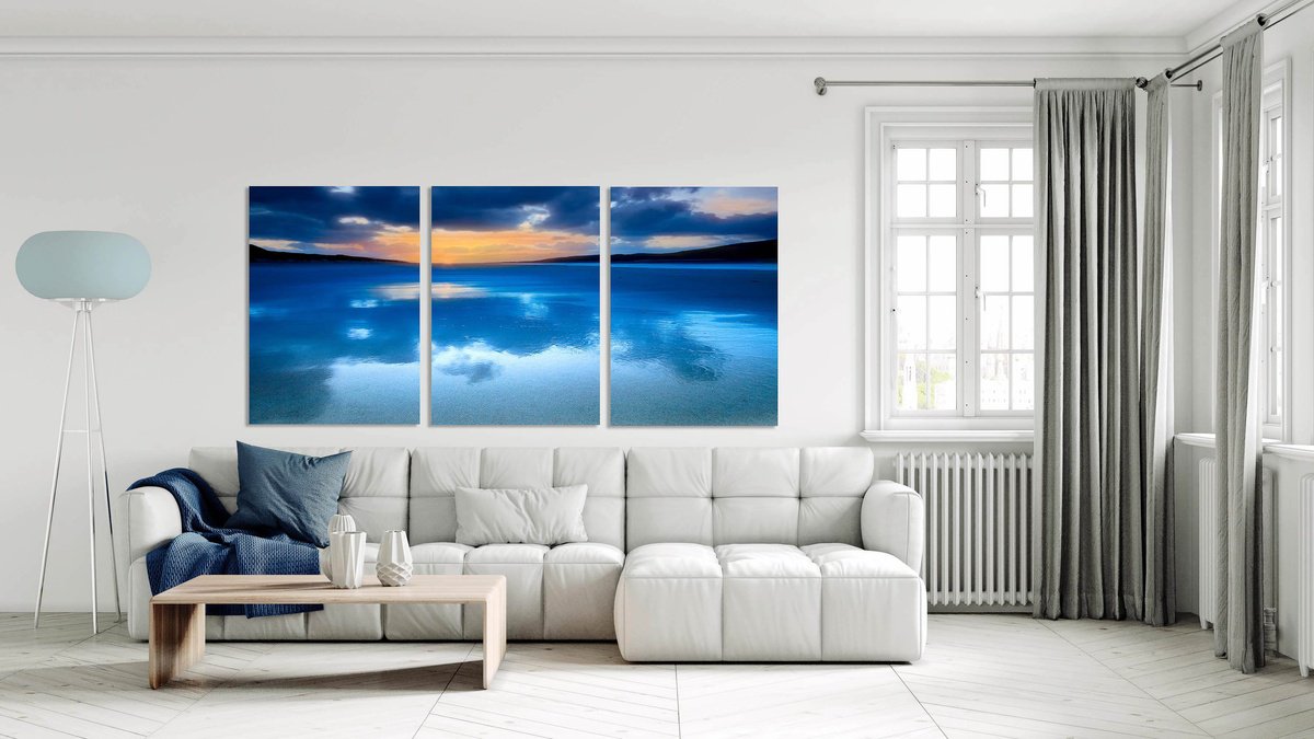 Impressionistic Landscape Photograph By Lynne Douglas, 72 X 34", Luskentyre Sunset, Original Artwork