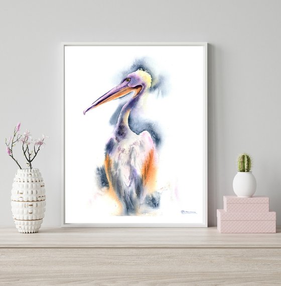 Pink Pelican ( 1 of 2) -  Original Watercolor Painting