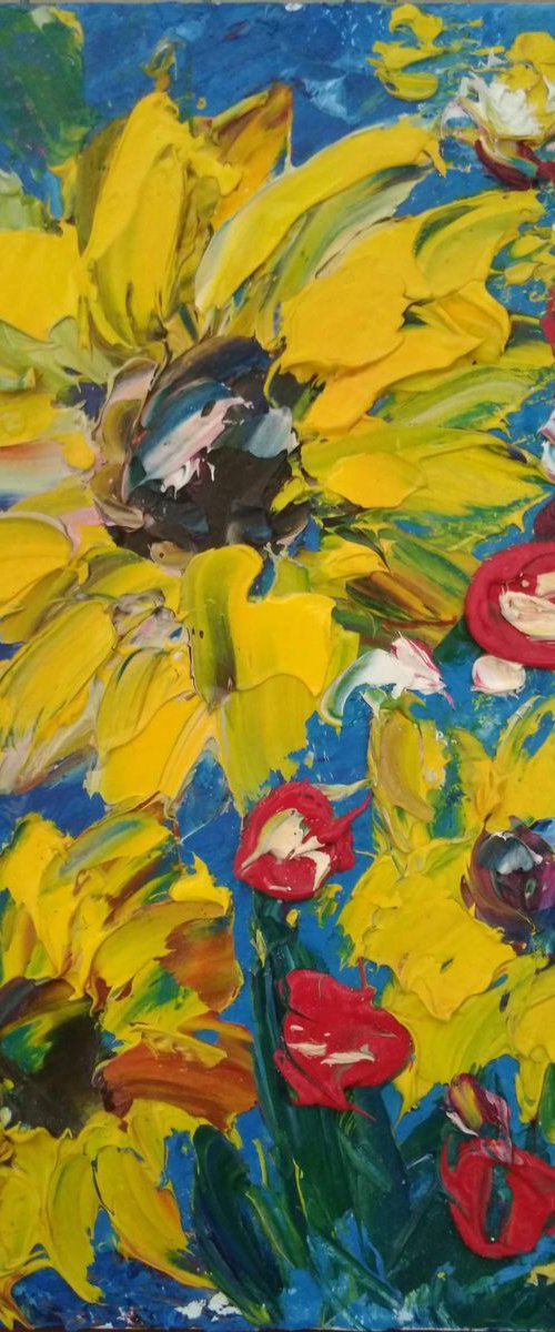 Sunflowers and poppies by Oksana Fedorova