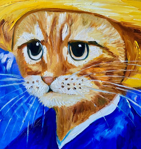 Cute Cat La Vincent Van Gogh ispired by famous self-portrait Present idea  for cat lovers