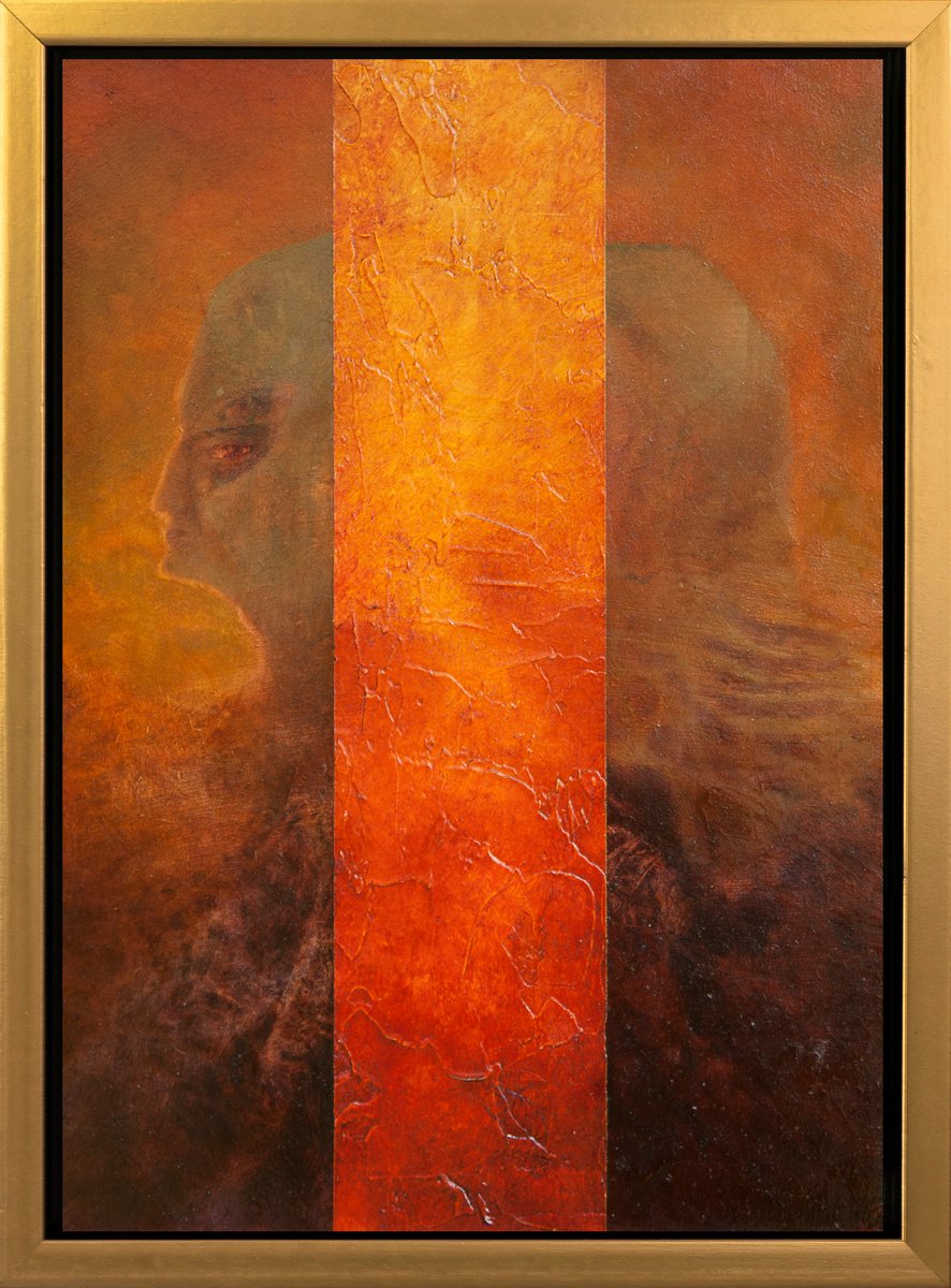 Surrealistic Portrait Oil Painting By Przemek Kret, 11 X 15", Luminous Awareness, Original Artwork