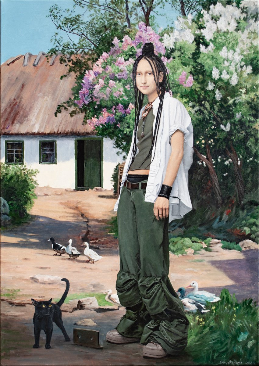 Photorealistic Portrait Acrylic Painting By Nataliya Bagatskaya, 28 X 39", You