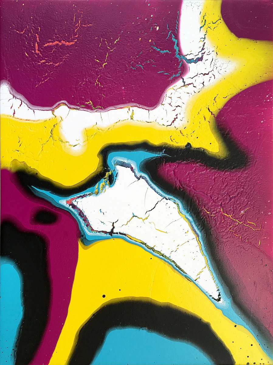 Urban And Pop Abstract Acrylic Painting By Preston M. Smith (Pms), 18 X 24", "Cracking Under Pressure", Original Artwork