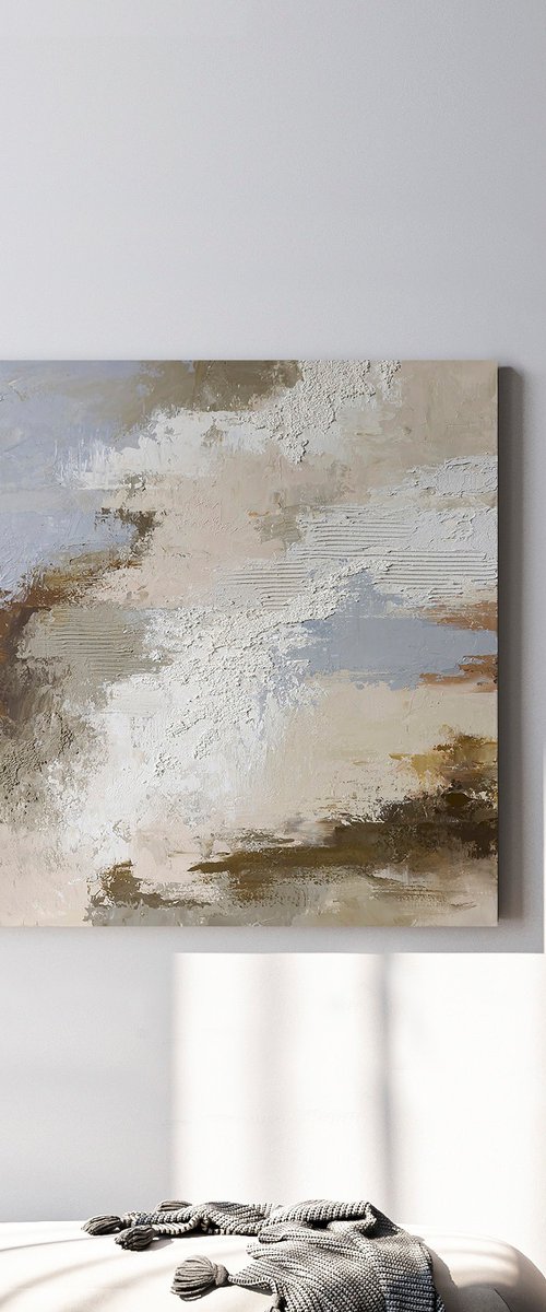 "Vella" Abstract blue gray textured art by Marine