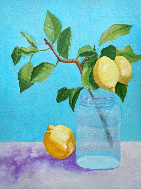 Lemon branch in a jar