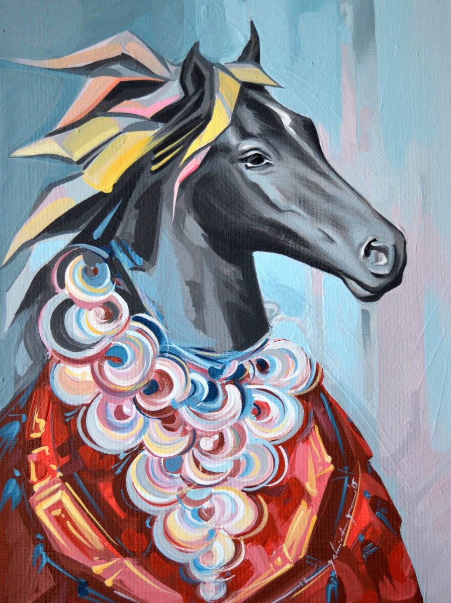 Surrealistic Animal Acrylic Painting By Grama Gabriel, 12 X 16, Proud To Be Animal, Original Artwork