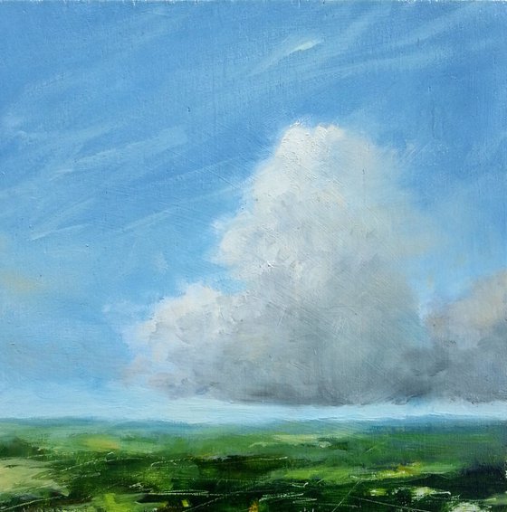 Study : Clouds - landscape #16 - oil on MDF panel