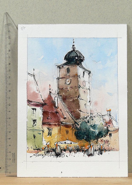 Sibiu, watercolor art.