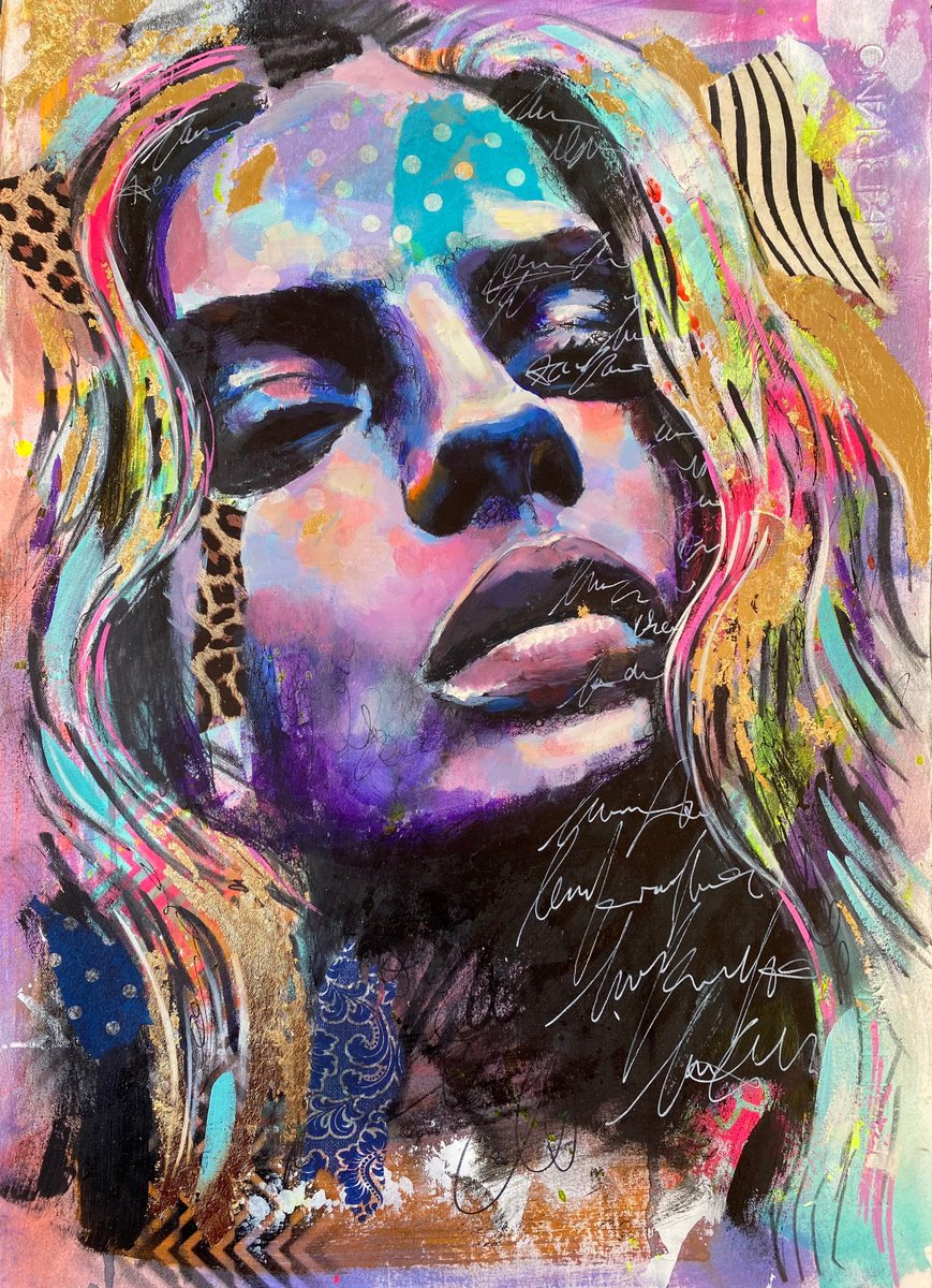 Expressive Portrait Painting By Bold Ro, 14 X 20, Celeste, Original Artwork