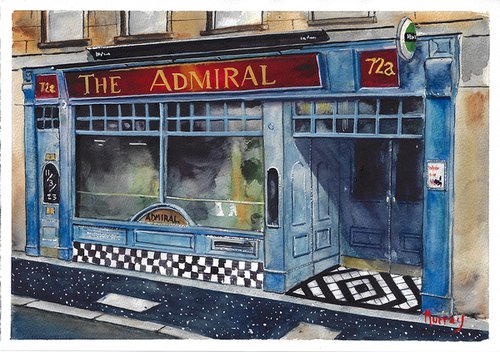 Admiral Bar Glasgow Watercolour Painting Scotland by Stephen Murray