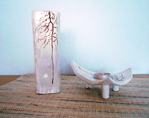 Ceramic vase with a candlestick 1 .. by Emília Urbaníková