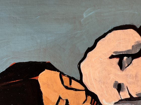 Woman Reading to Dog - Original Art 8x8 inch