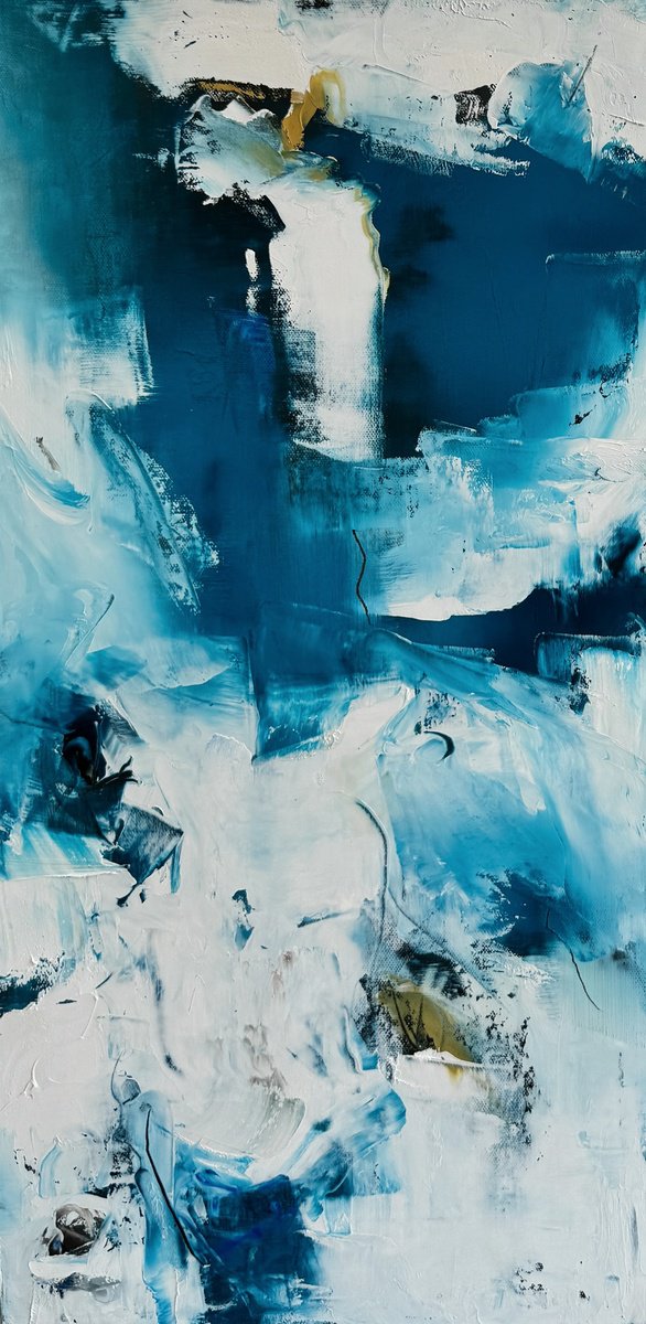 Organic Landscape Oil Painting By Roberta Heslop, 12 X 24", South Of Silence I, Original Artwork