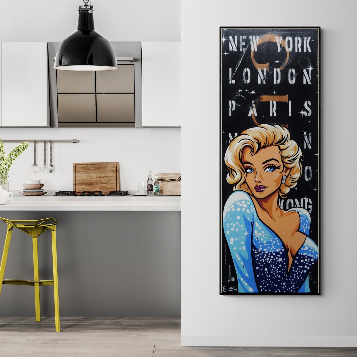 Urban And Pop Cityscapes Painting By Franko, 24 X 63, Paris Babe, Original Artwork