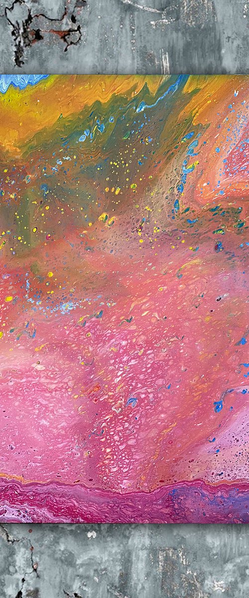 "Cosmic Bubblescape" - Original Abstract PMS Fluid Acrylic Painting on Deep Canvas - 30 x 30 inches by Preston M. Smith (PMS)