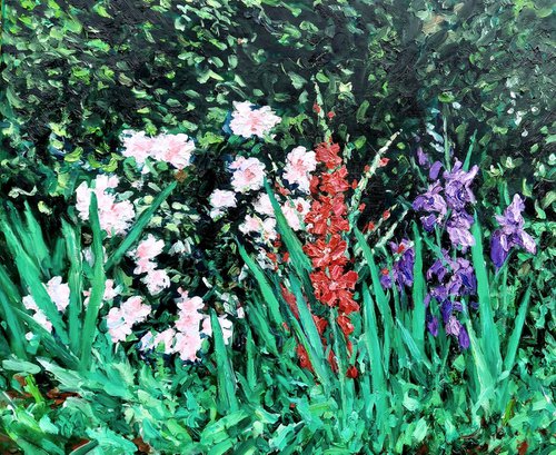 flowers in friends' garden by Colin Ross Jack
