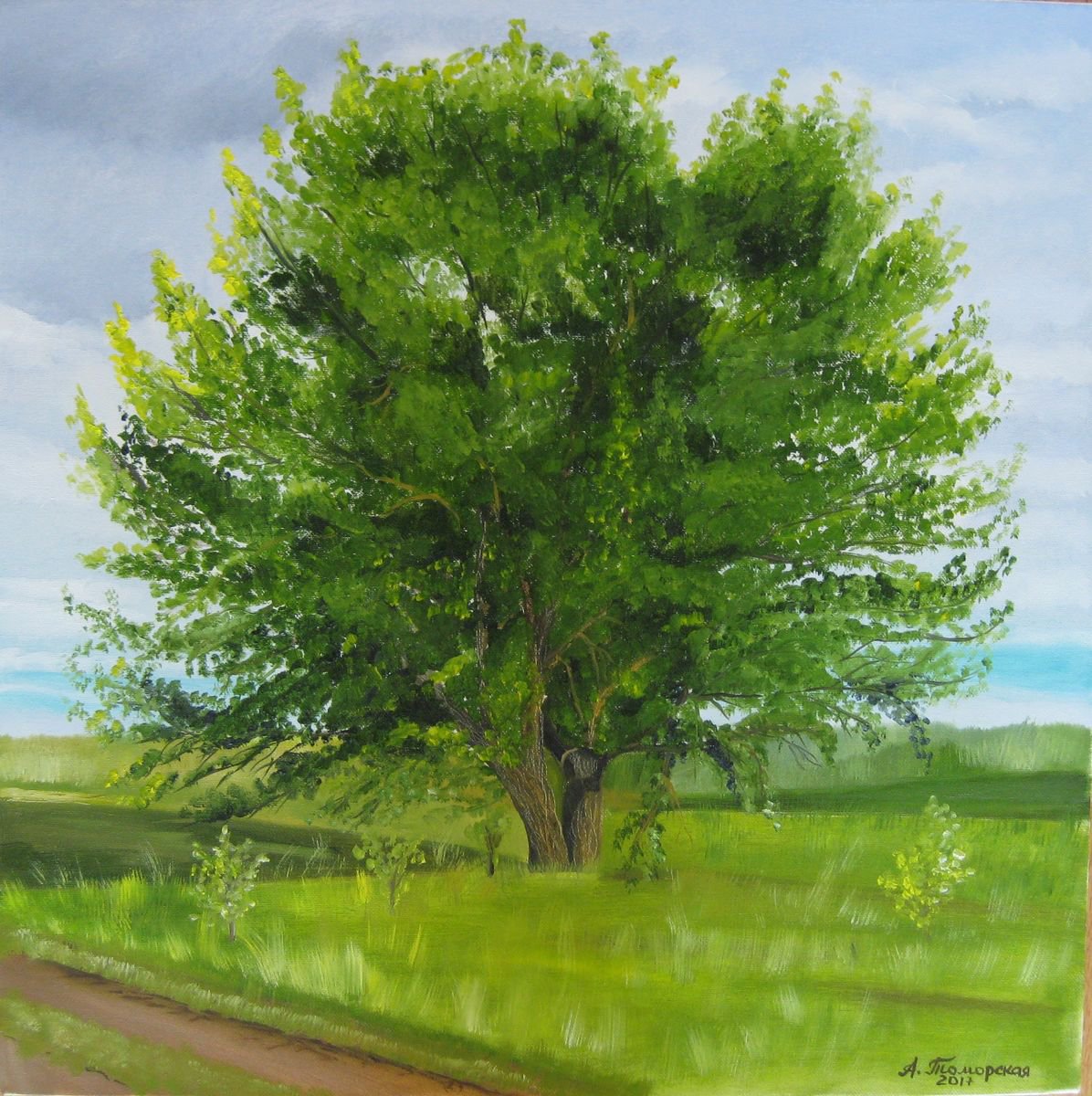 The Oak. Original Oil Painting on Canvas. 20 x 20. 50,8 ? 50,8 cm. by Alexandra Tomorskaya/Caramel Art Gallery