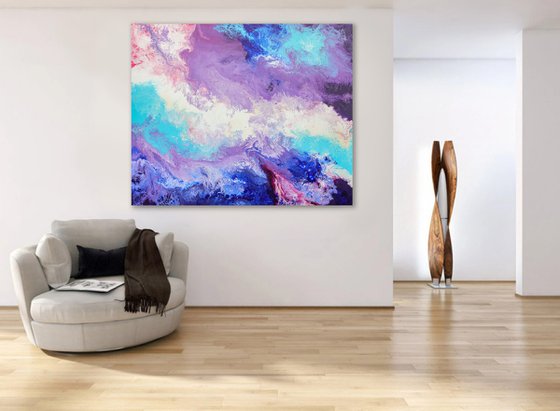 " Forever Light " 120 / 100 cm original abstract painting, office art, home decor, gift idea, modern art, sky, storm, water