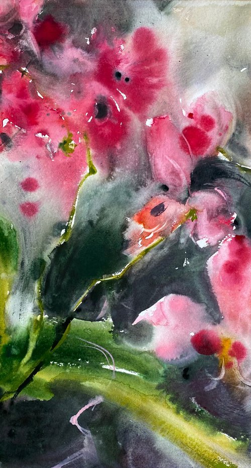 Orchids 3 - original floral watercolor by Anna Boginskaia