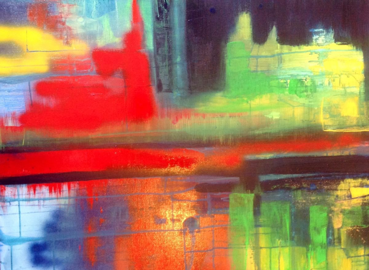 Abstract blurred lines by Linda Collins Lamb