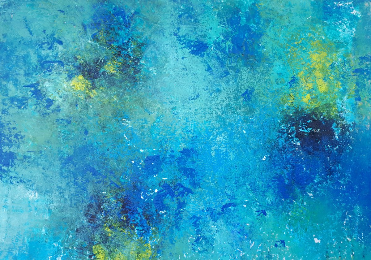 Organic Abstract Painting By Olga Onopko, 27 X 19", Depth Of The Sea, Original Artwork