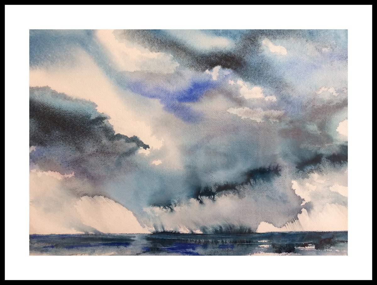 Abstract Watercolour , Storms Approaching By Gesa Reuter, 20 X 14, Artwork For Sale On Artfinder