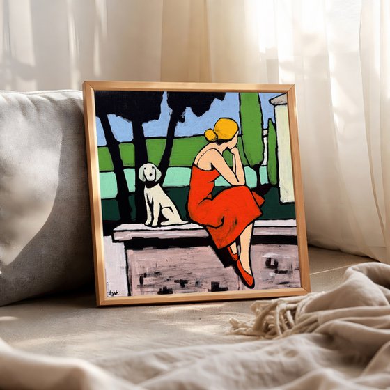 "Waiting Together"  Original painting 16x16in