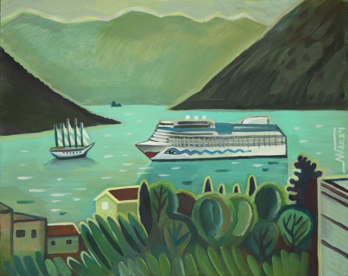 Landscape Acrylic Painting By Marina Gorkaeva, 20 X 16", Aida, Original Artwork