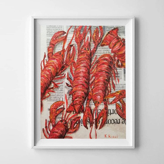 Lobsters on Newspaper