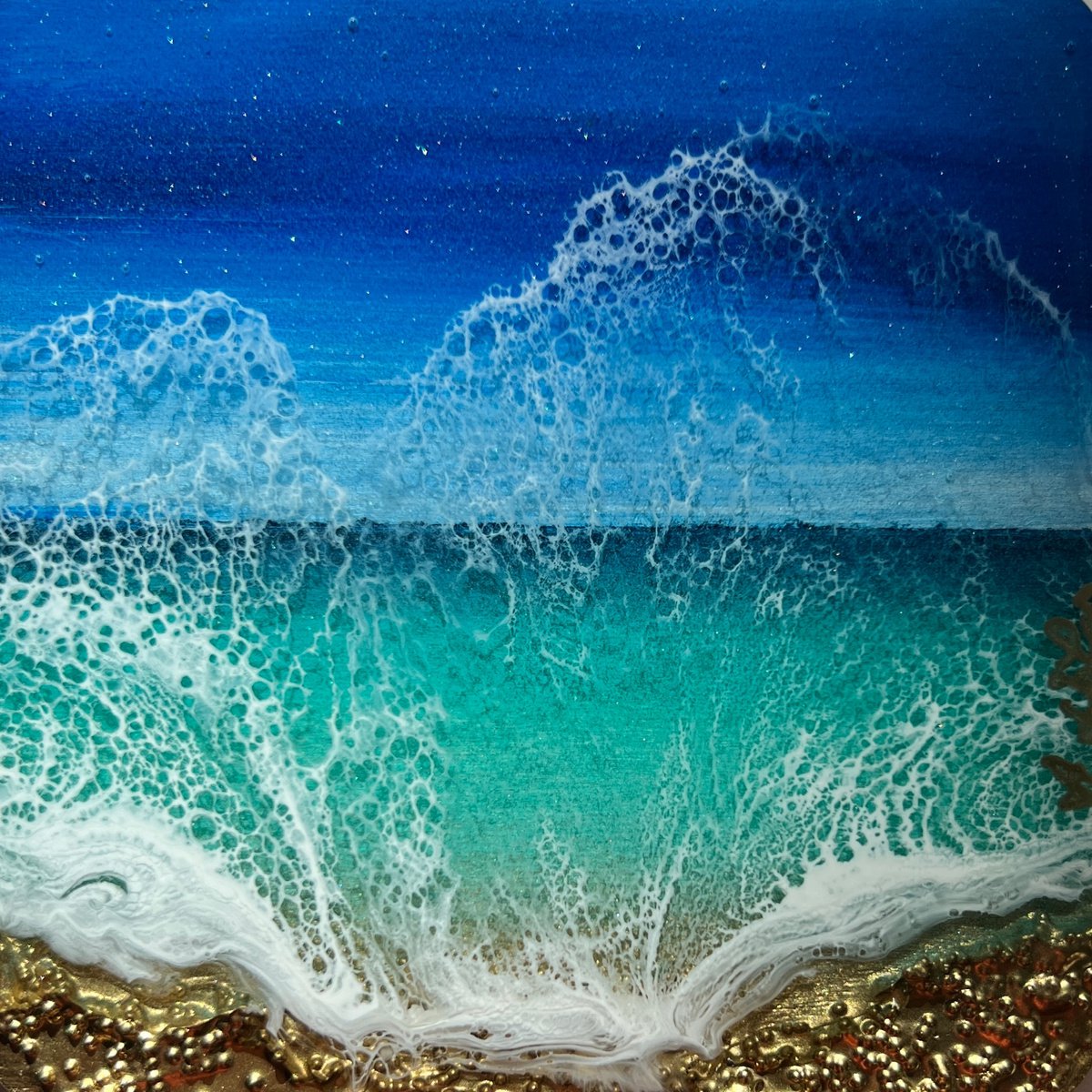 Little wave #10 - Small ocean painting by Ana Hefco