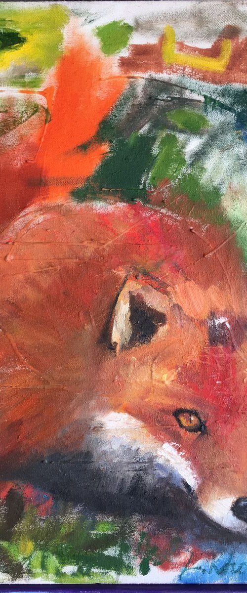 Red Fox painting Animal Art (40x50cm).Sale by Leo Khomich