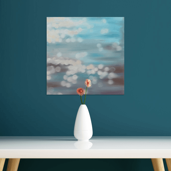 Bokeh blur water, blue light reflection