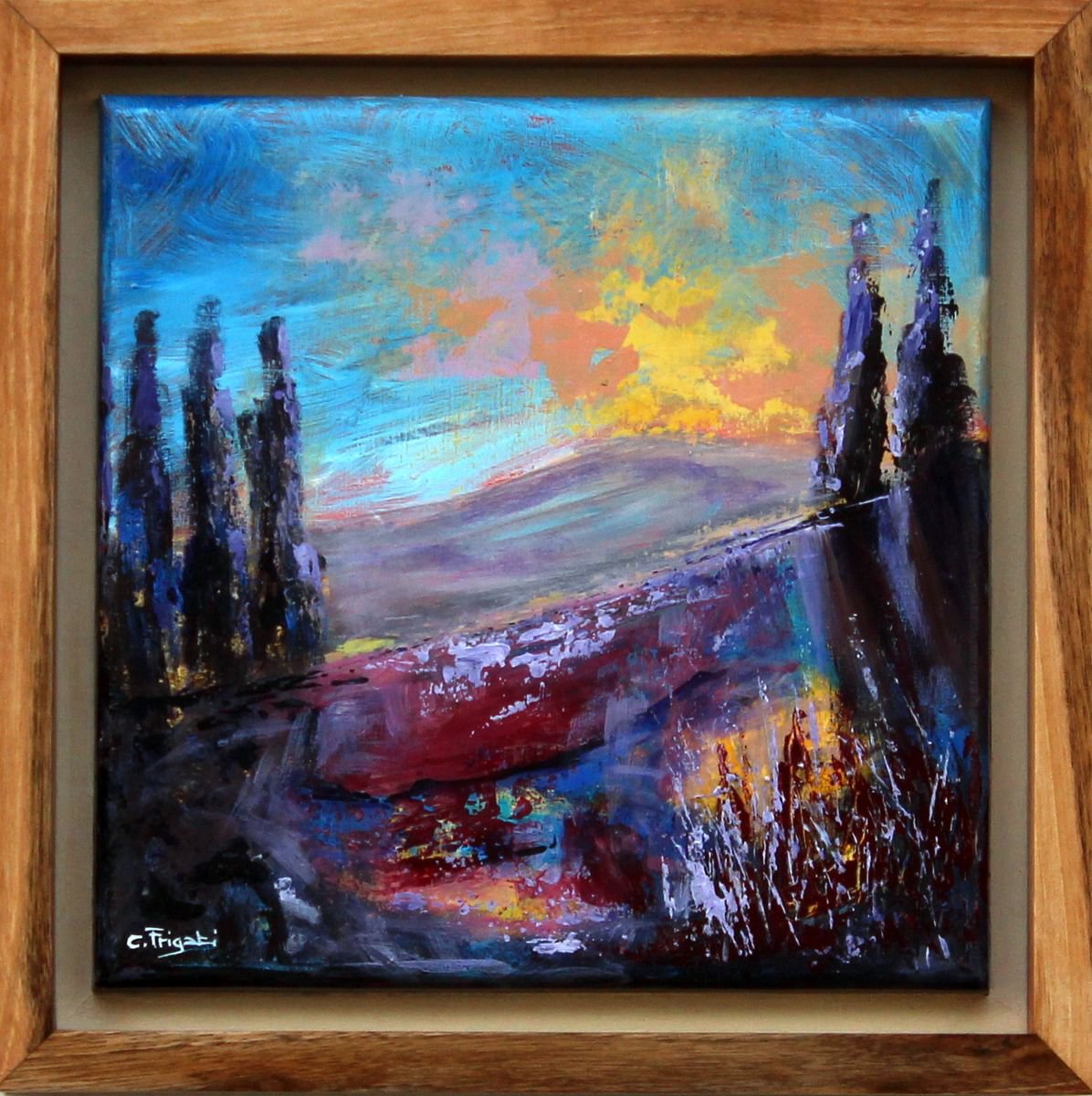 Lost In Thoughts #10 - Framed Semi Abstract Landscape by Cecilia Frigati