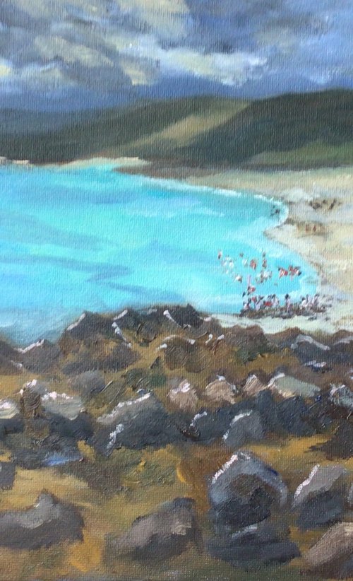 Beach at Sennen cove, Cornwall. An impressionistic oil painting by Julian Lovegrove Art