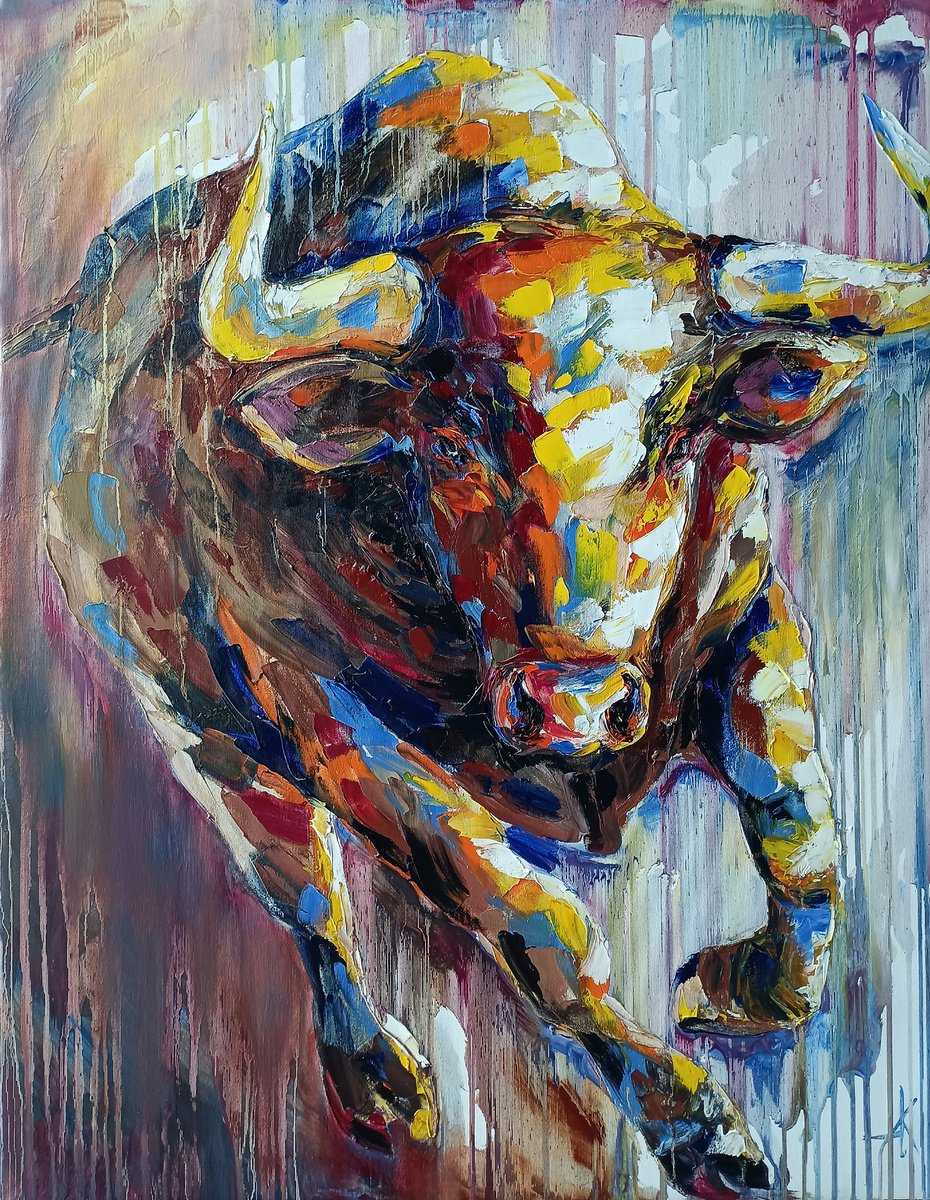 Impressionistic Animal Oil Painting By Anastasia Kozorez, 32 X 40, Brave, Original Artwork