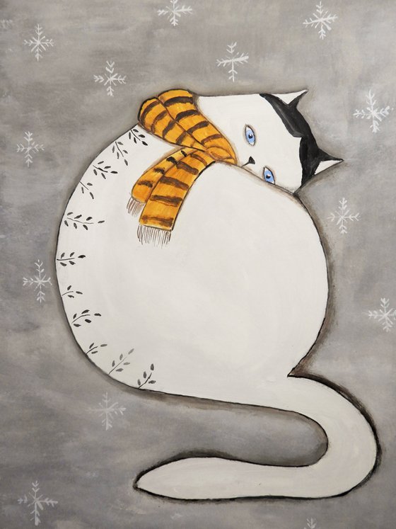 The cat in the winter