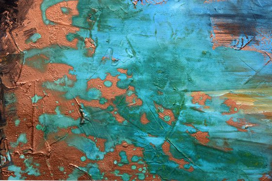 Green Fields / 60 cm x 60 cm Abstract Mixed Media painting