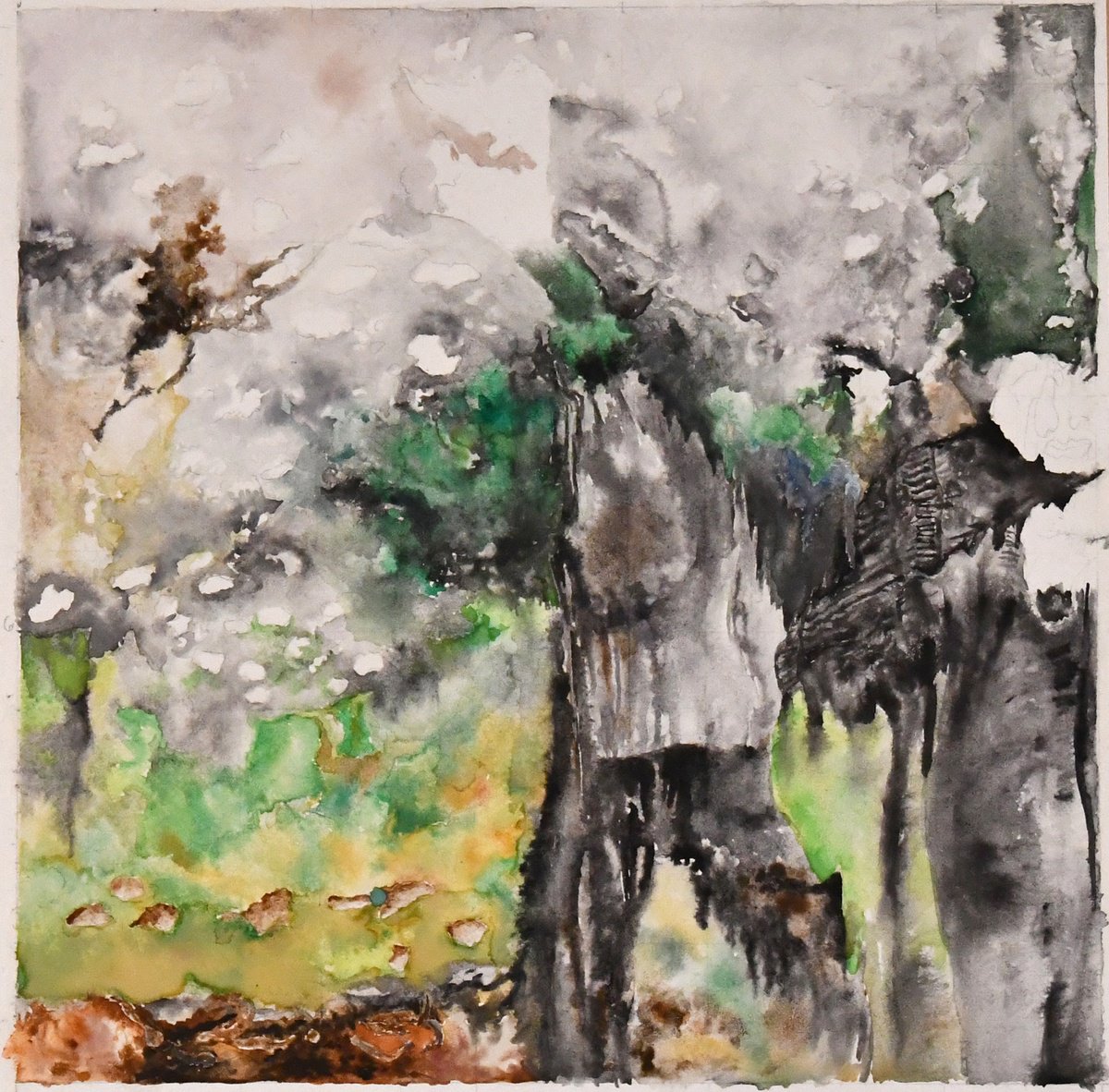 Organic Abstract Watercolour By Zoltan Csomos, 11 X 11", It