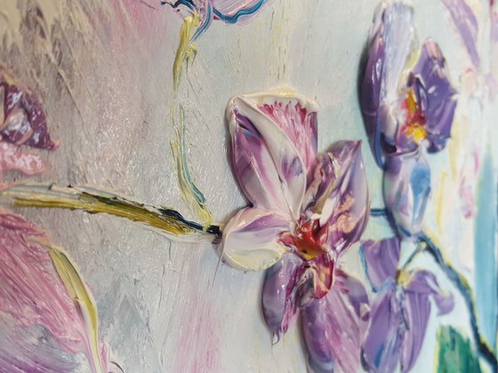Abstract painting. Original artwork. Orchid.  Enchanting