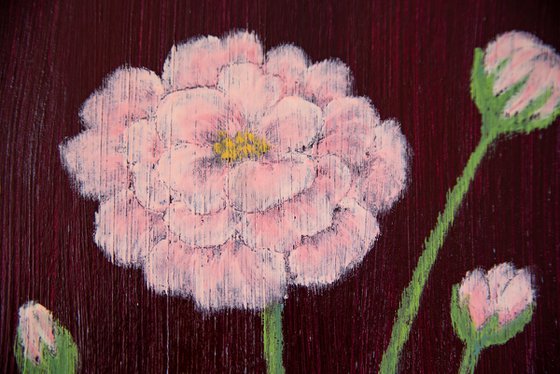 Ranunculus on burgundy