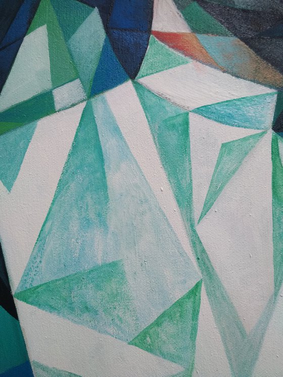 Komitas - Armenian musician (60x80cm, cubism, oil painting, ready to hang)