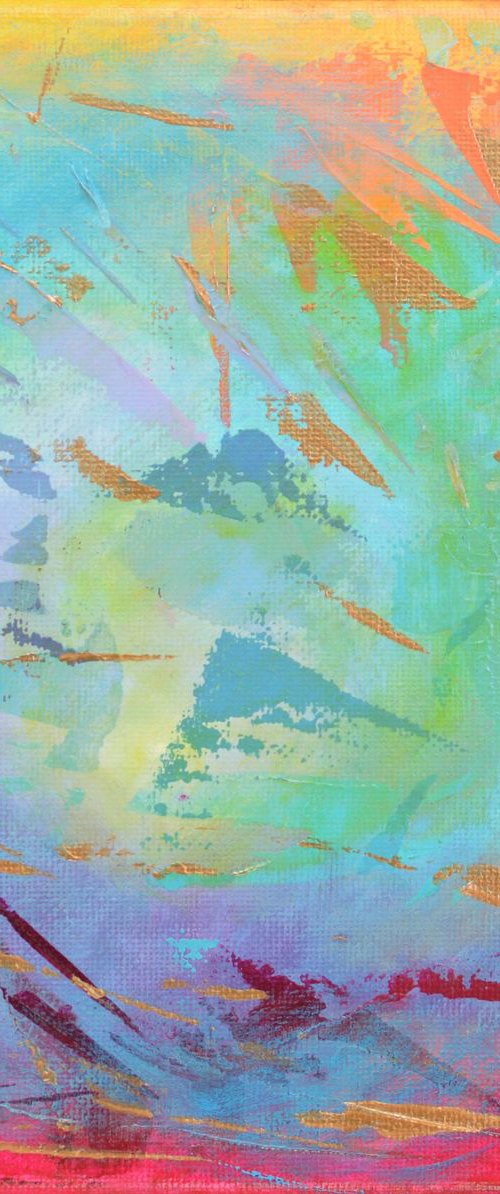 Orange, Yellow and Gold Abstract - Shattered Rainbow by Lisa Mann