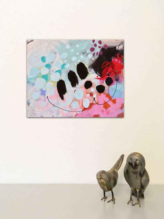 Flopée  - Original small colourful abstract painting - Ready to hang