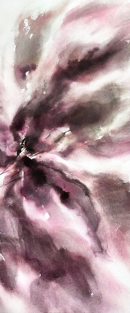 Pink abstract flowers by Olga Grigo