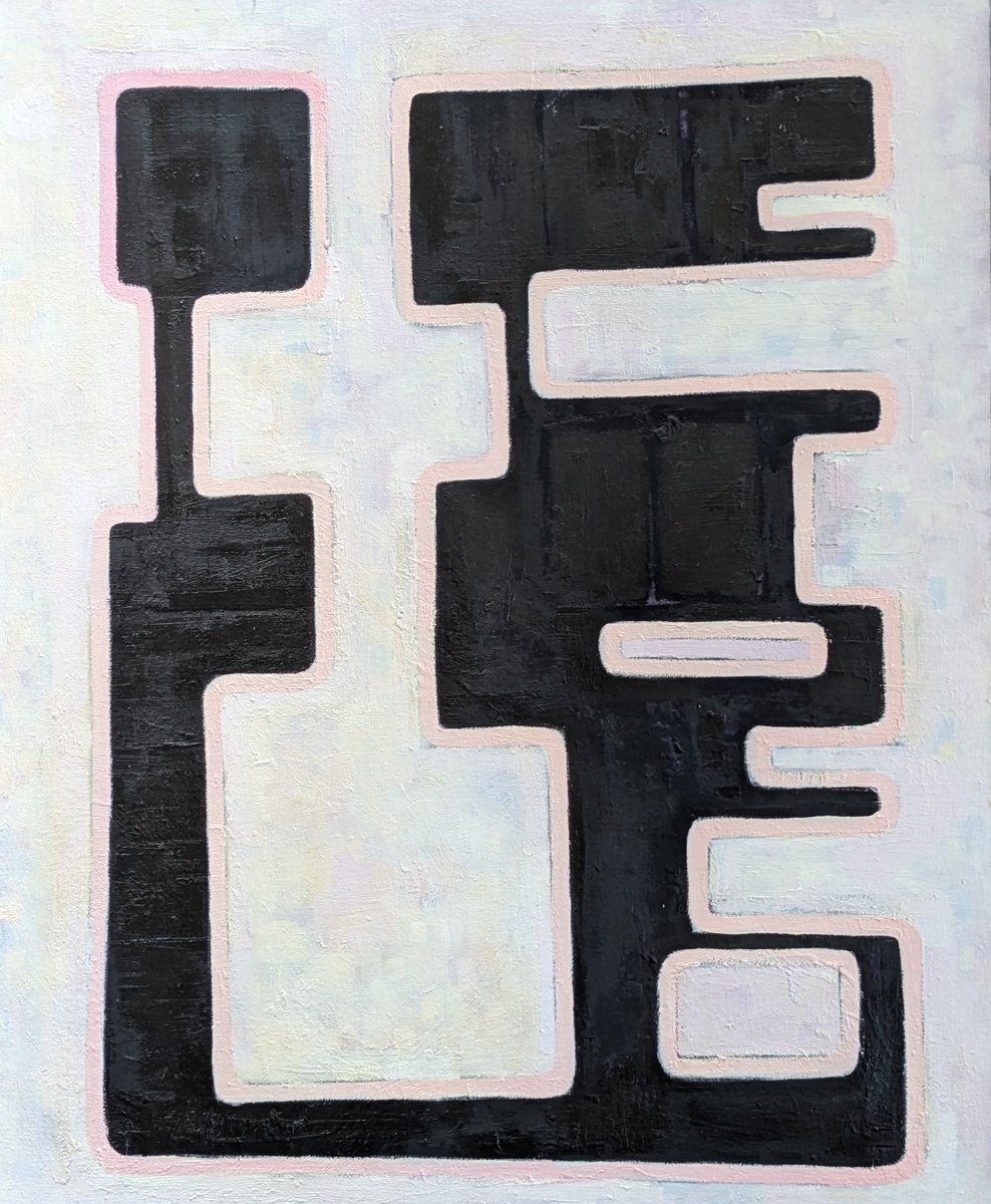 Geometric Abstract Oil Painting By Anna Jannack, 24 X 30, Unconscious Shape Ii, Original Artwork