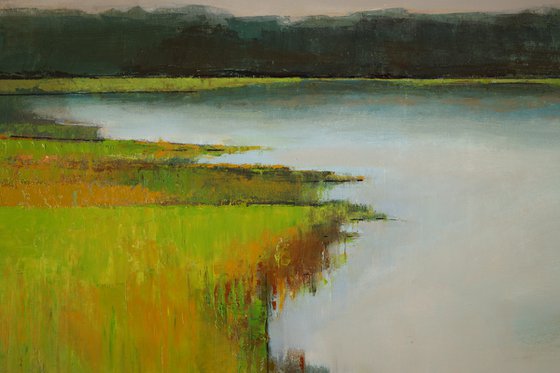 Grassy Waters Lake 30x30" 76x76cm Oil by Bo Kravchenko