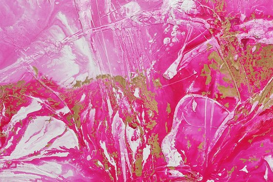 Pink Wild Thing 200cm x 80cm Pink Gold Textured Abstract Art